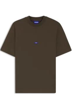 T-Shirt aus Baumwolle mit geripptem Ausschnitt und Logo-Badge