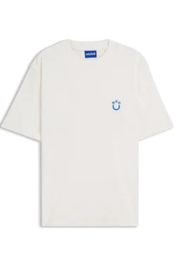 T-Shirt aus Baumwoll-Frottee mit Happy HUGO Logo