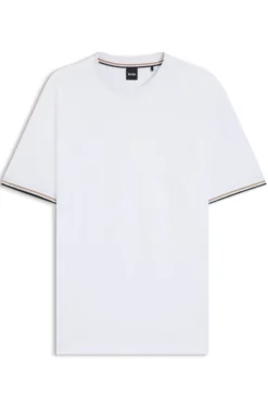T-Shirt aus Baumwoll-Jersey mit Signature-Streifen an den Bündchen