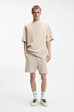 T-Shirt aus Baumwoll-Jersey mit blauem Logo-Aufnäher