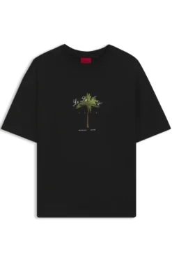 T-Shirt aus Baumwoll-Jersey mit Palmen-Artwork
