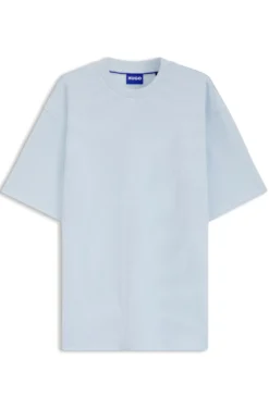 T-Shirt aus Baumwoll-Jersey mit blauem Logo-Aufnäher