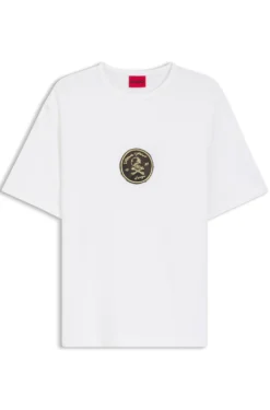 T-Shirt aus Baumwoll-Jersey mit besticktem Aufnäher