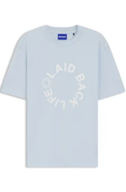 T-Shirt aus Baumwoll-Jersey mit Happy HUGO Logo