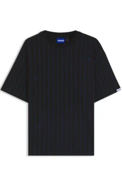 T-Shirt aus Baumwoll-Jersey mit Happy HUGO-Logo-Streifen