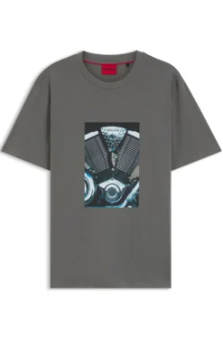 T-Shirt aus Baumwoll-Jersey mit Motorrad-Artwork