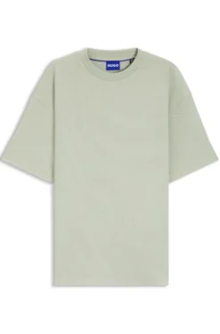 T-Shirt aus Baumwoll-Jersey mit blauem Logo-Aufnäher