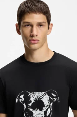 T-Shirt aus Baumwoll-Jersey mit Hunde-Artwork