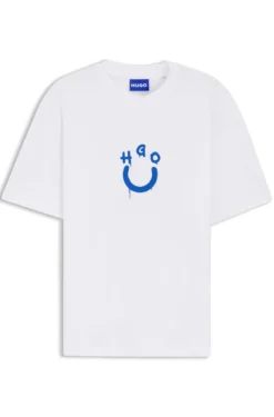 T-Shirt aus Baumwoll-Jersey mit Happy HUGO Logo