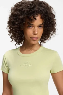 T-Shirt aus Baumwoll-Mix mit Logo-Stickerei
