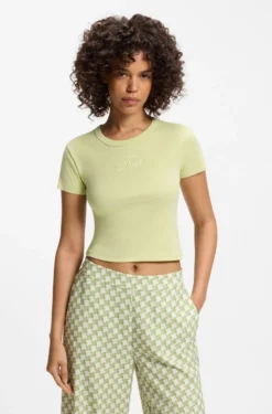 T-Shirt aus Baumwoll-Mix mit Logo-Stickerei