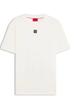 T-Shirt aus Interlock-Baumwolle mit metallenem Stack-Logo-Badge