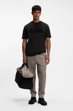 T-Shirt aus Stretch-Baumwolle mit tonalem Flock-Logo