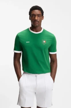 T-Shirt aus Stretch-Baumwolle mit Landesflagge und Logo