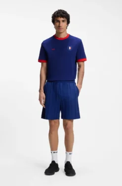 T-Shirt aus Stretch-Baumwolle mit Landesflagge und Logo