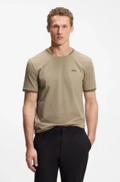 T-Shirt aus Stretch-Baumwolle mit Streifen und Logo
