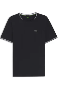 T-Shirt aus Stretch-Baumwolle mit Streifen und Logo