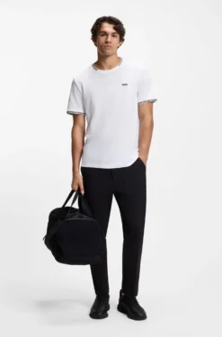 T-Shirt aus Stretch-Baumwolle mit Streifen und Logo