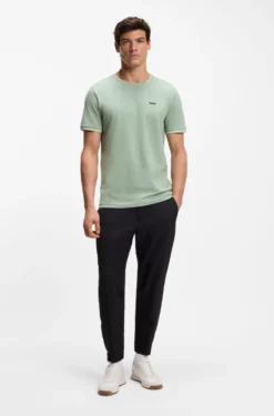 T-Shirt aus Stretch-Baumwolle mit Streifen und Logo