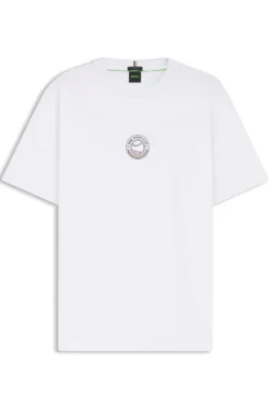 T-Shirt aus Stretch-Baumwolle mit Tennis-Artwork