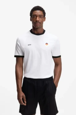 T-Shirt aus Stretch-Baumwolle mit Landesflagge und Logo