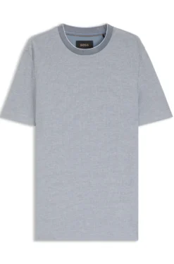 T-Shirt aus strukturiertem Baumwoll-Mix mit Seide