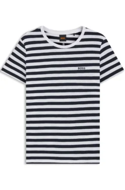 T-Shirt aus strukturierter Baumwolle mit Querstreifen