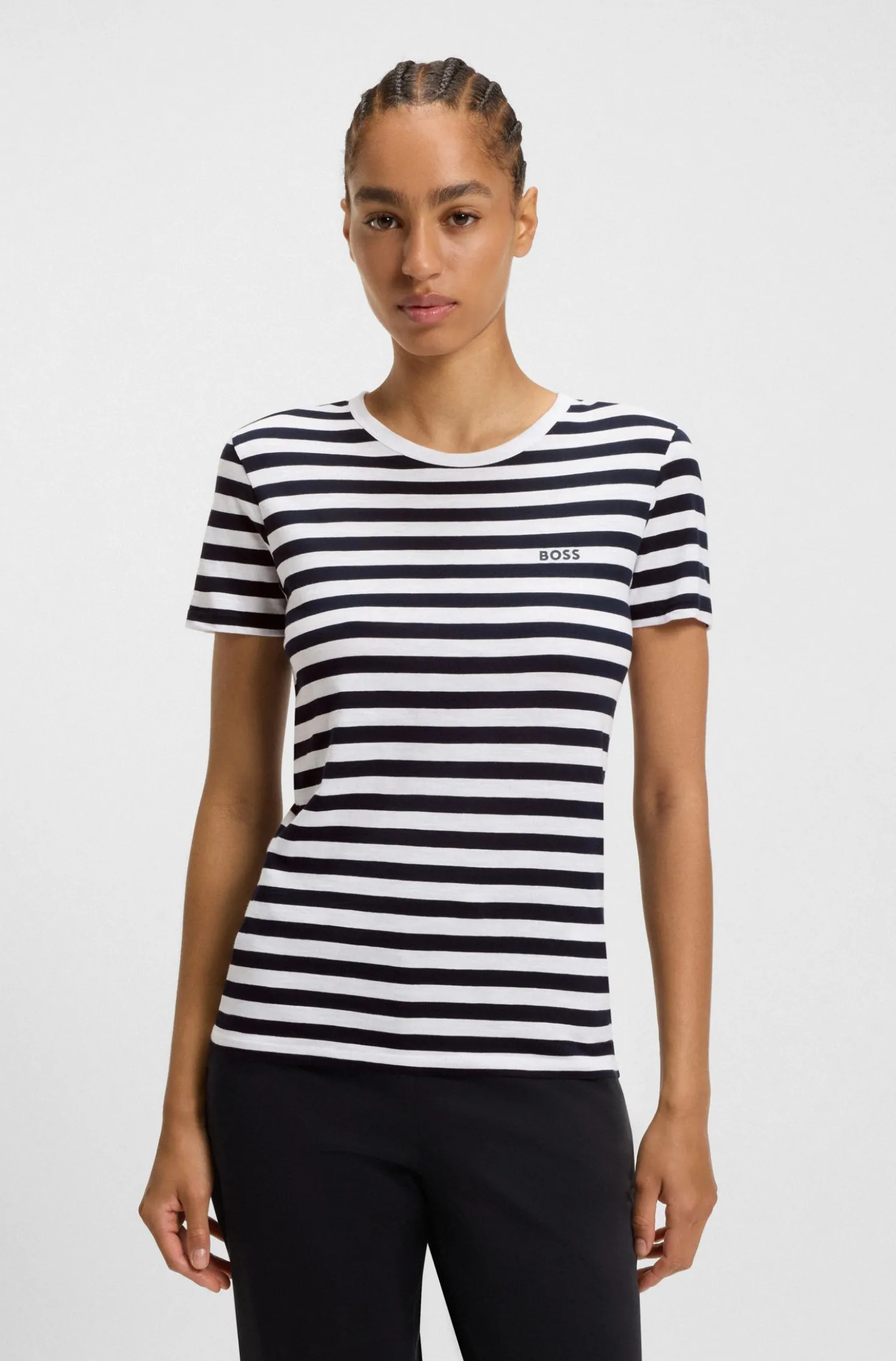 T-Shirt aus strukturierter Baumwolle mit Querstreifen