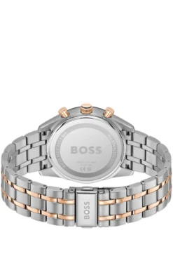 Uhr mit blauem Zifferblatt und zweifarbigem Gliederarmband