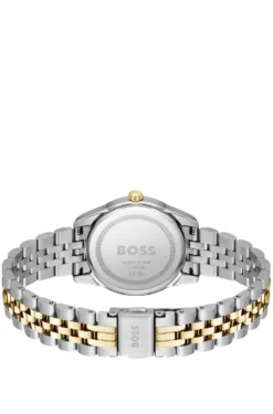 Uhr mit grünem Zifferblatt und zweifarbigem Armband