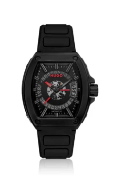 Uhr mit halbtransparentem Zifferblatt und Silikonarmband