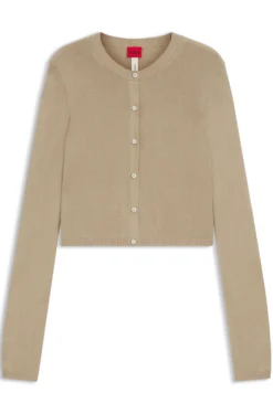 Verkürzte Strickjacke mit geripptem Detail hinten
