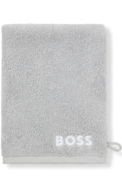 Waschhandschuh aus Baumwolle mit kontrastfarbener Logo-Stickerei