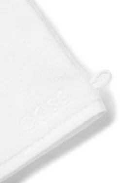 Waschhandschuh aus Baumwolle mit kontrastfarbener Logo-Stickerei