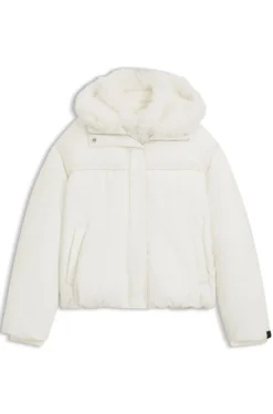 Wasserabweisende Jacke mit abnehmbarem Lätzchen aus Kunstfell