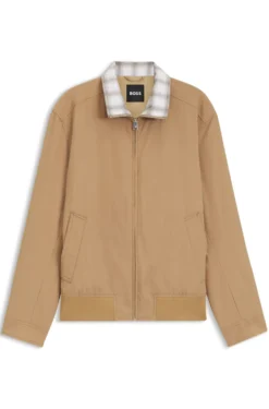 Wasserabweisende Jacke mit kariertem Kragen