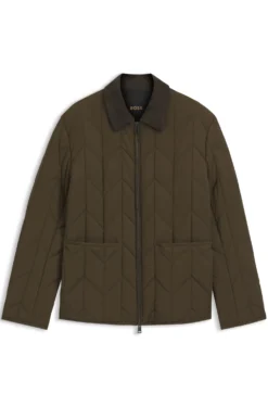 Wasserabweisende Jacke mit Nubukleder-Details