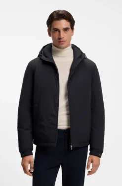 Wasserabweisende Kurzjacke mit Kapuze und Daunenfüllung