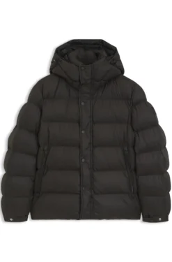 Wasserabweisende Steppjacke mit Kapuze und gepolstertem Kragen