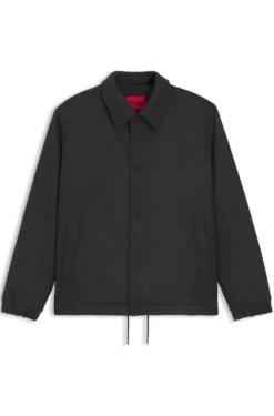 Wattierte Regular-Fit Trainingsjacke aus Woll-Mix