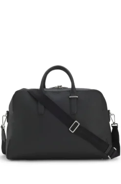 Weekender aus genarbtem Leder mit Logo-Prägung