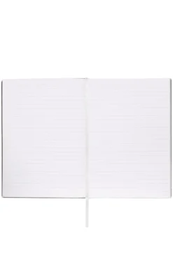 Weißes A5-Notizbuch mit Karo-Print und Folien-Logo
