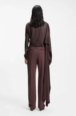 Zigarettenhose aus Schurwoll-Mix mit hohem Bund