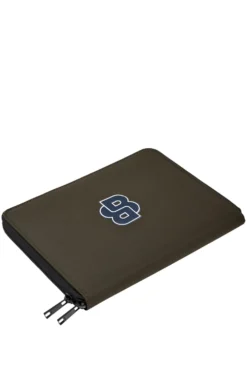 Zipped folder with varsity-style logo patch