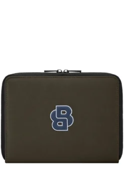 Zipped folder with varsity-style logo patch
