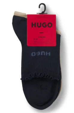 Zweierpack gerippte kurze Socken