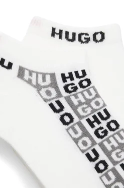 Zweierpack knöchellange Socken mit Logo-Intarsien