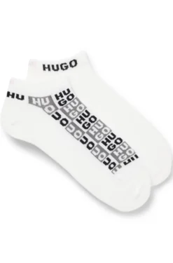 Zweierpack knöchellange Socken mit Logo-Intarsien