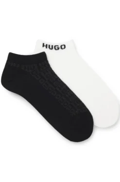 Zweierpack knöchellange Socken mit Logo-Intarsien