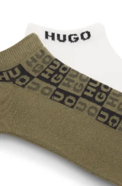 Zweierpack knöchellange Socken mit Logo-Intarsien